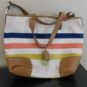 Coach Canvas Striped Hadley Tote,  M1382-F30041